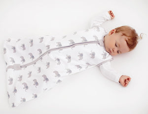 Mama Cheetah Baby Wearable Blanket, Swaddle Transition Organic Cotton Sleep Bag, 0.5 TOG Sleeping Sack with 2-Way Zipper, Animals/Elephant