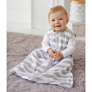 Mama Cheetah Baby Wearable Blanket, Swaddle Transition Organic Cotton Sleep Bag, 0.5 TOG Sleep Sack with 2-Way Zipper, Clouds/Stripes