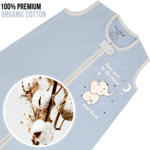 Load image into Gallery viewer, Mama Cheetah Baby Wearable Blanket, 0.5 TOG Organic Cotton Sleep Bag, Swaddle Transition Sleeping Sack with 2-Way Zipper, Galaxy/Elephant