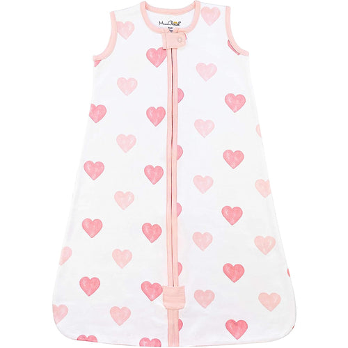 Mama Cheetah Baby Sleeping Bag 2.5 TOG, Sleep Sack with 2-Way Zipper for Boys Girls, Winter Sleep Bag for Infants Toddlers, Organic Cotton Baby Wearable Blanket, Hearts, 1-Pack