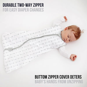 Mama Cheetah Baby Wearable Blanket, 0.5 TOG Organic Cotton Sleep Bag, Swaddle Transition Sleeping Sack with 2-Way Zipper, Arrows/Circles