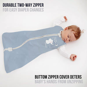 Mama Cheetah Baby Wearable Blanket, 0.5 TOG Organic Cotton Sleep Bag, Swaddle Transition Sleeping Sack with 2-Way Zipper, Galaxy/Elephant