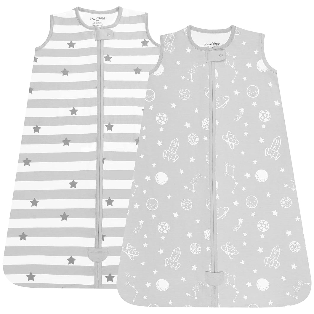 Mama Cheetah Baby Wearable Blanket, 0.5 TOG Organic Cotton Sleep Bag, Swaddle Transition Sleeping Sack with 2-Way Zipper, Stripes/Galaxy