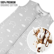 Load image into Gallery viewer, Mama Cheetah Baby Wearable Blanket, 1.0 TOG Organic Cotton Sleep Bag, Swaddle Transition Sleeping Sack with 2-Way Zipper, Clouds.