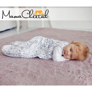 Mama Cheetah Baby Sleeping Bag 2.5 TOG, Sleep Sack with 2-Way Zipper for Boys Girls, Winter Sleep Bag for Infants Toddlers, Organic Cotton Baby Wearable Blanket, Animals, 1-Pack