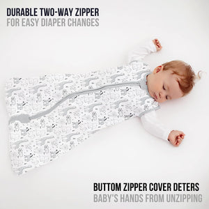 Mama Cheetah Baby Wearable Blanket, 0.5 TOG Organic Cotton Sleep Bag, Swaddle Transition Sleeping Sack with 2-Way Zipper, Safari/Animal Print