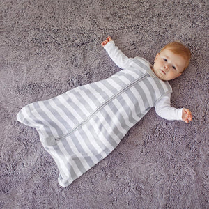 Mama Cheetah Baby Wearable Blanket, Swaddle Transition Organic Cotton Sleep Bag, 0.5 TOG Sleep Sack with 2-Way Zipper, Clouds/Stripes