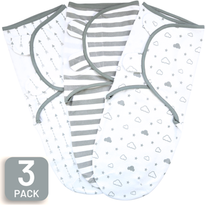 Mama Cheetah Baby Swaddle Blanket, Easy Swaddle Sleep Sack, Adjustable Swaddle Wrap, Infant and Newborn Swaddles, Babies Boy Girl, 3 Pack Organic Cotton, Grey