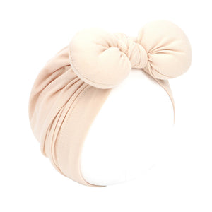 Elastic Cotton Hat with Bow for Baby Girl