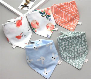 Baby Bibs, Triangle Double Cotton Bibs, 5 pieces