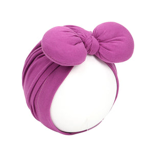 Elastic Cotton Hat with Bow for Baby Girl