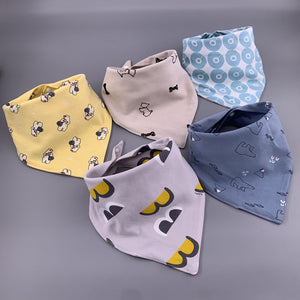 Baby Bibs, Triangle Double Cotton Bibs, 5 pieces