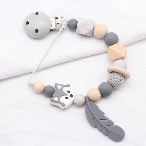 Modern Pacifier Clip and Teething Beads for Baby Boys and Girls