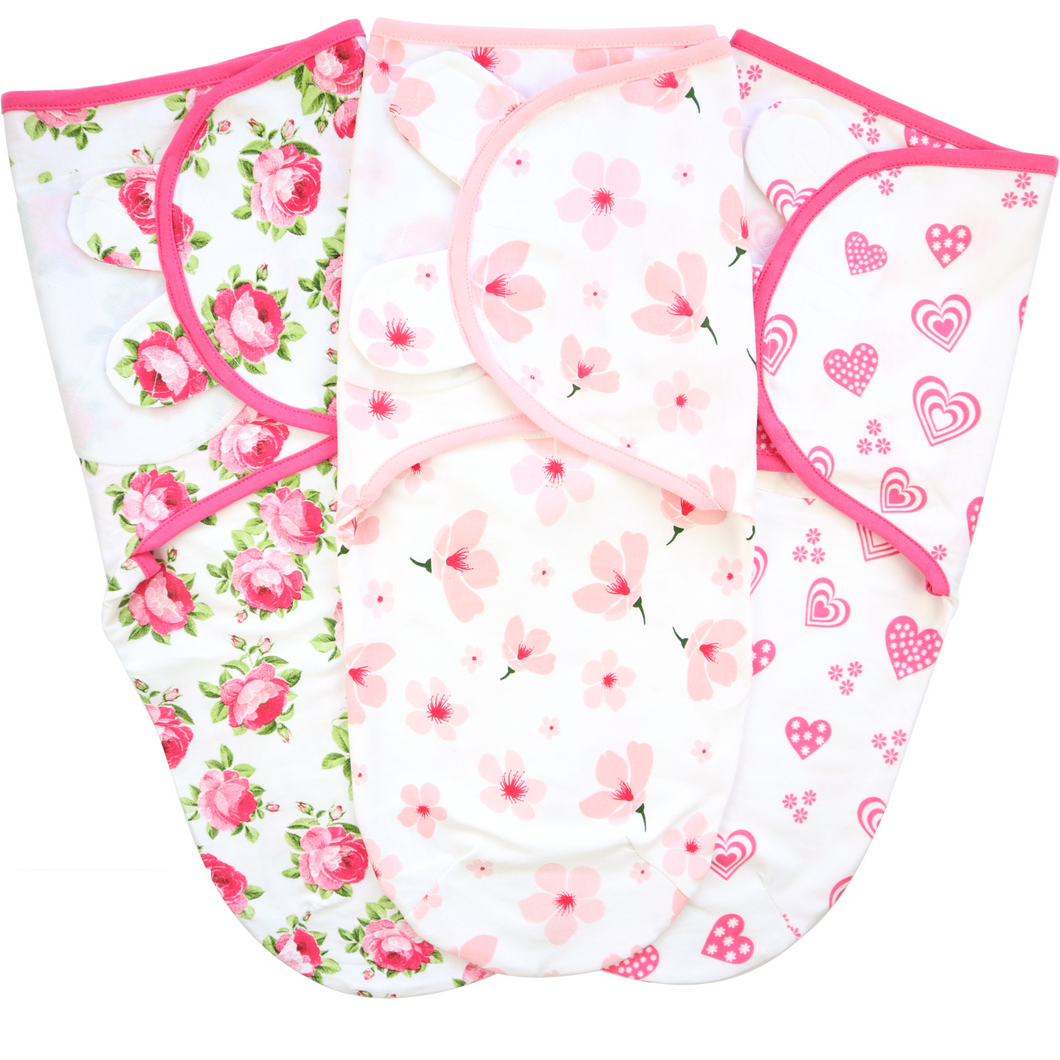 Mama Cheetah Adjustable Swaddle Blanket Wraps, Pink/Green, Extra Small (Preemie)